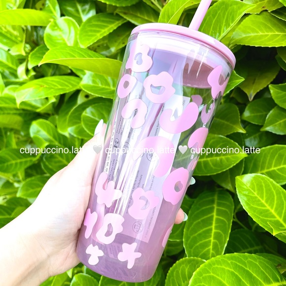 🐯LAST ONE💖Starbucks 2021 Pink Cheetah Leopard Glass Cold Cup Tumbler - Picture 2 of 5